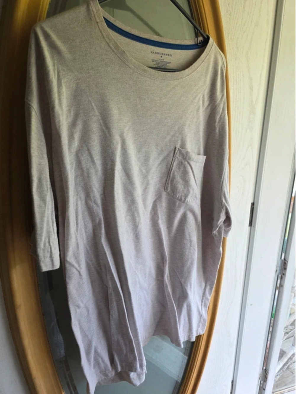 Saddlebred Mens XL Oatmeal Heather Crew Neck Pocket T-Shirt 100% Cotton